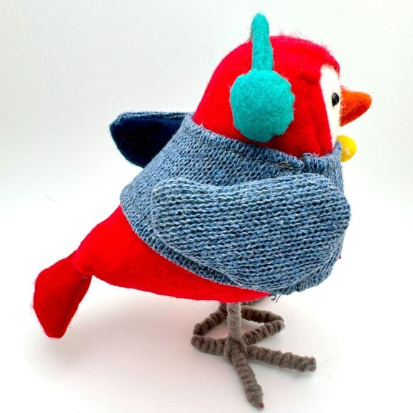 Target Handmade Festive Bird Plush With Sweater & Earmuffs 6 Inch Christmas - Picture 2 of 6